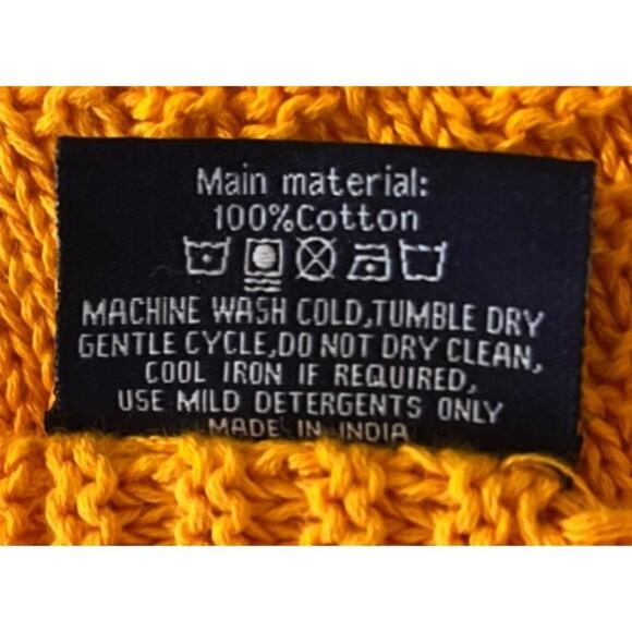 chloe & lex Classic Blanket Throw Cable Knit Yellow 100% Cotton - Picture 8 of 10